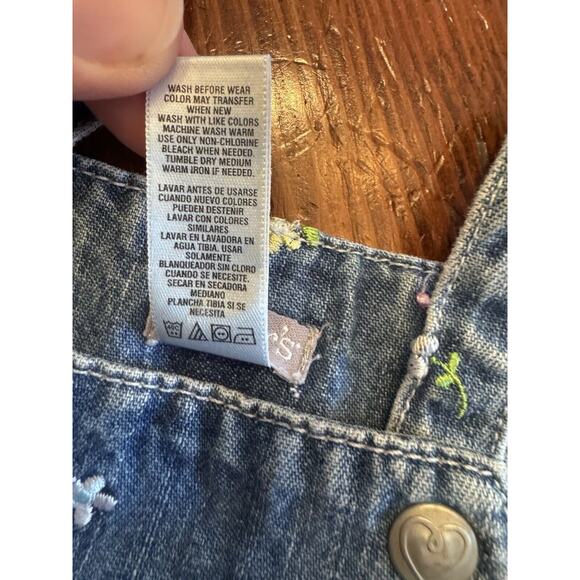 Vintage Baby Girls Carters Jean Shortie Romper Embroidered 6 Months - Picture 9 of 9